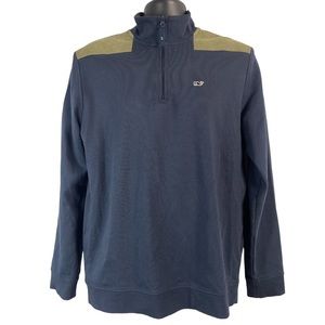 Vineyard Vines 1/4 Zip Courdory Trim Long Sleeve Size Medium
